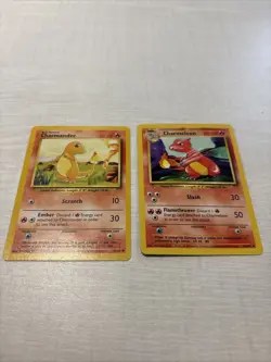 Pokemon TCG: 1999 Base Set Unlimited Charmander + Charmeleon 24/102 + 46/102 - Image 1