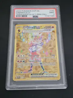 PSA 9 GEM MINT Cinderace Ex SVP163 SVP 163 Gold FULL ART PROMO Pokemon Card - Image 1