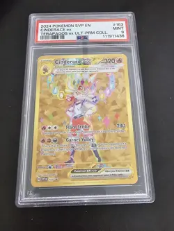 PSA 9 GEM MINT Cinderace Ex SVP163 SVP 163 Gold FULL ART PROMO Pokemon Card - Image 1