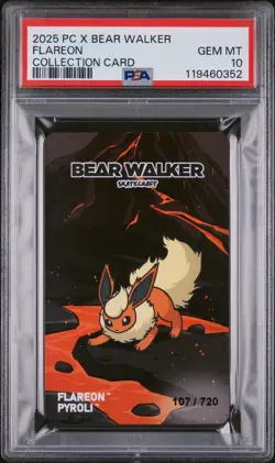 2025 Bear Walker x Pokemon Center Skateboard Card Flareon /720 PSA 10 - Image 1