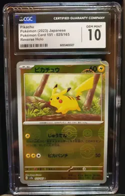 2023 Pokemon Pikachu SV2a Card 151 025/165 PokeBall Reverse Holo CGC 10 Gem Mint - Image 1