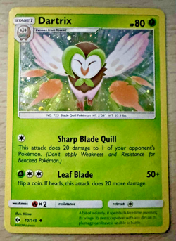 Pokemon TCG Dartrix 10/149 Sun & Moon Base Cosmos Holo Card - Image 1
