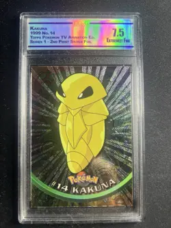 Kakuna #14 Chrome Holo Foil Starburst Pokemon 1999 Topps Card Movie TV -CC&G 7.5 - Image 1