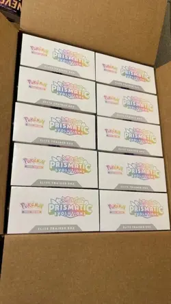 $100 OFF Pokemon TCG Prismatic Evolutions Elite Trainer Box ETB Unsealed Case 10 - Image 3