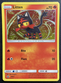 Litten SM23 Black Star Promo Cosmos Holo LP Pokemon 2017 - Image 1