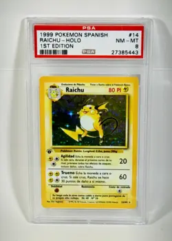 Pokemon Raichu Holo 1st Edition Base SPANISH Psa 8 - Image 1