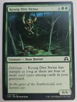MTG Magic The Gathering Card Kessig Dire Swine Creature Boar Horror Green SOI - Image 1