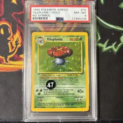 Pokemon Vileplume 15/64 Jungle Holo Rare NO SYMBOL ERROR PSA 8 - Image 1