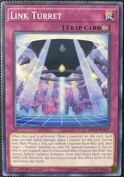 Link Turret MP19-EN127 2019 Gold Sarcophagus Tin Mega Pack 1st Ed - Yugioh Card - Image 1