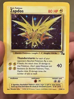 FOSSIL SET ZAPDOS 15/62 Holo Rare CARD 1999 WOTC Pokemon TCG Vintage LP - Image 1