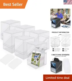 Clear Card Storage Box Set of 6 - Holds 100+ Sleeved Cards with Dividers - Image 1