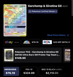 Pokemon Garchomp & Giratina GX Tag Team Card Holofoil - Image 3