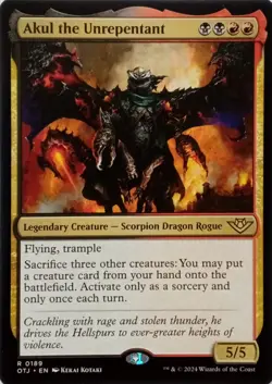 0189 AKUL THE UNREPENTANT RARE OUTLAWS OF THUNDER JUNCTION MTG CARD - Image 1