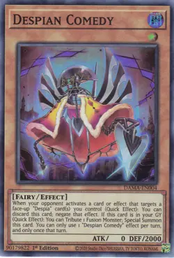 YUGIOH..DESPIAN COMEDY..DAMA-EN004..NM/MT/NP..1ST EDITION..SUPER RARE - Image 1