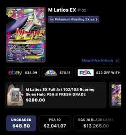 Mega Latios EX 102/108 - Roaring Skies - Holo Ultra Rare Pokemon Card - NM - Image 3