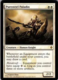 Puresteel Paladin New Phyrexia Rare NM Magic: The Gathering 20 Normal - Image 1