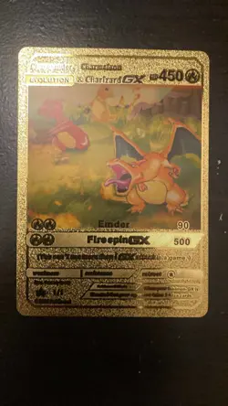 Gold - Charmander, Charmeleon, Charizard - Pokemon - Epoxy - Fan Art Card - Image 1