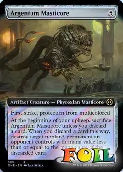 Argentum Masticore (Extended Art) 393 MTG Phyrexia: All Will Be One Rare NP Foil - Image 1