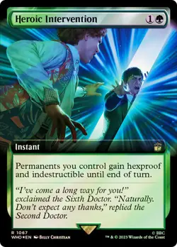 FOIL BORDERLESS + SURGE Heroic Intervention ~ Commander: Doctor Who [ NM ] - Image 1