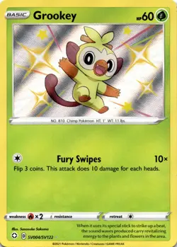Grookey (SV004/SV122) Shiny Holo Rare Shining Fates: Shiny Vault NM Pokemon TCG - Image 1