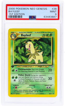 2000 Pokemon Neo Genesis Bayleef 1st Edition Level 22 #28 PSA 9 - Image 1