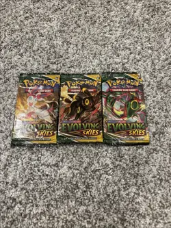3x loose packs Pokemon TCG Sword & Shield Evolving Skies Booster Pack, Sealed - Image 1