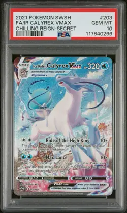 PSA 10 GEM MINT Ice Rider Calyrex VMAX 203/198 Chilling Reign Holo Pokemon Card - Image 1