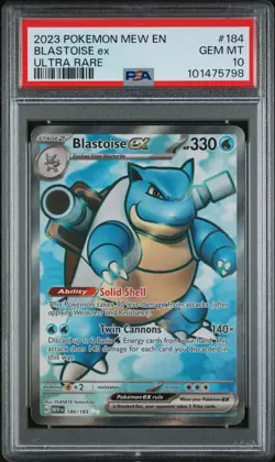 2023 POKEMON MEW EN-151 ULTRA RARE #184 BLASTOISE EX PSA 10 - Image 1