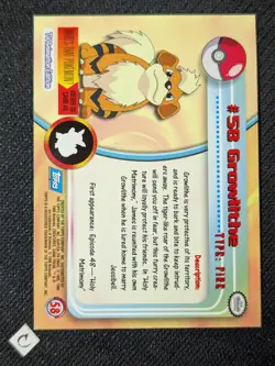 Growlithe 58 Topps Series 1 Blue Label Holo Foil Pokemon NM - Image 2