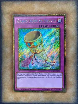 Yugioh Grand Horn of Heaven PGL3-EN040 Gold Secret Rare 1st Ed NM - Image 1