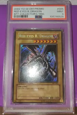 2002 Yu-Gi-Oh Promo Red Eyes B. Dragon BPT - Collectors Tin #005 PSA 9 - Image 1