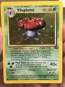 1999 Jungle Vileplume 15/64 Unlimited Holo Rare Card WOTC Pokemon TCG NM - Image 1