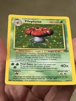 1999 Jungle Vileplume 15/64 Unlimited Holo Rare Card WOTC Pokemon TCG NM - Image 3