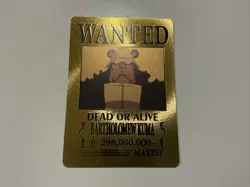 Bartholomew Kuma One Piece Wanted Poster Gold Fan Art Card - Image 1