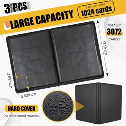 3 Pcs 16 Pocket Trading Card Binder 3000+ Pockets Binder Album Compatible wit... - Image 2