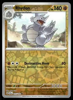 RHYDON [FOIL] - 075/131 - STELLAR CROWN SCR POKEMON REVERSE - NM - Image 1