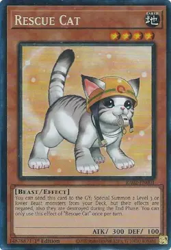 RA02-EN001 Rescue Cat Alt Art : Collector's Rare 1st Edition YuGiOh Card - Image 1