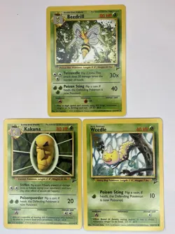 Beedrill Kakuna Weedle NM Base Set 2 21 47 100/130 Pokemon TCG Regular - Image 1