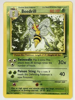 Beedrill Kakuna Weedle NM Base Set 2 21 47 100/130 Pokemon TCG Regular - Image 2