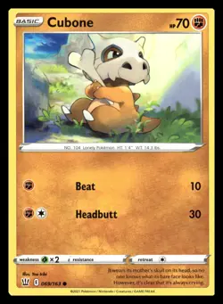 Cubone Common 069/163 SWSH05: Battle Styles Pokemon Card - Image 1