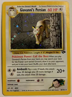 Giovanni’s Persian 8/132 Holo Rare Pokemon Card Gym Challenge Vintage WOTC LP - Image 1