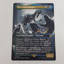 MTG Magic The Gathering Jurassic Park World Borderless #8 Blue Loyal Raptor - NM - Image 1