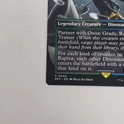 MTG Magic The Gathering Jurassic Park World Borderless #8 Blue Loyal Raptor - NM - Image 5