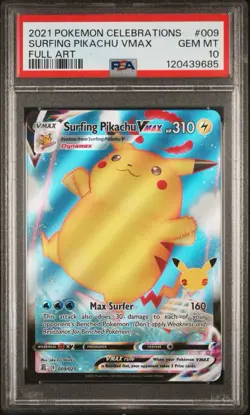 Pokemon TCG - Surfing Pikachu VMAX 009/025 - Celebrations - PSA 10 - GEM MINT! - Image 1