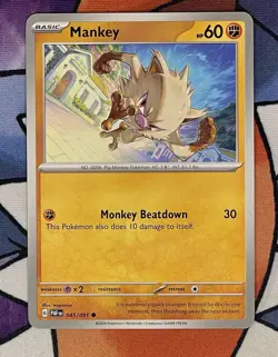 Mankey #045/091 SV: Paldean Fates Common - Pokemon Cards F38 - Image 1