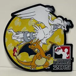 Pokemon Prerelease 2019 Charizard Reshiram Official Iron On Patch Organize Play - Image 1
