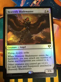 C5230 MAGIC MTG COMMANDER MASTERS HEAVENLY BLADEMASTER #0028 NM RARE FOIL - Image 1