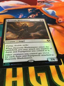 C5230 MAGIC MTG COMMANDER MASTERS HEAVENLY BLADEMASTER #0028 NM RARE FOIL - Image 2