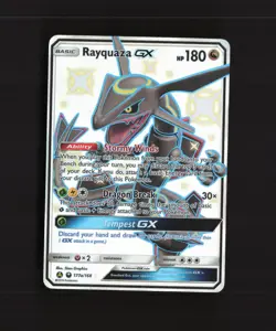 Rayquaza GX 177a/168 Celestial Storm Full Art Shiny Holo Rare Pokemon Card DMG - Image 1