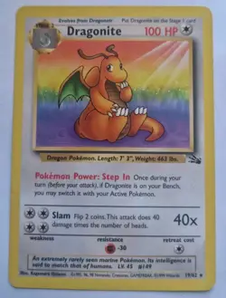 Pokemon WOTC Card - Dragonite - Fossil Set - Non-Holo Rare - 19/62 - NM - Image 1